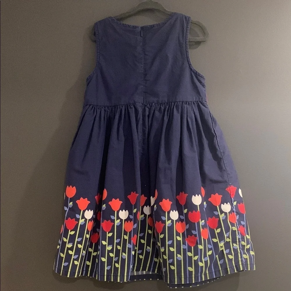 Gymboree Navy Blue Kids Dress with Red Floral Design size 5